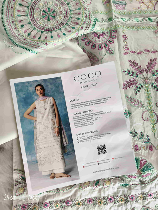 CC Lawn 2026 by Z.S – VEYA-7A Embroidered 3 Piece Suit with Silk Dupatta