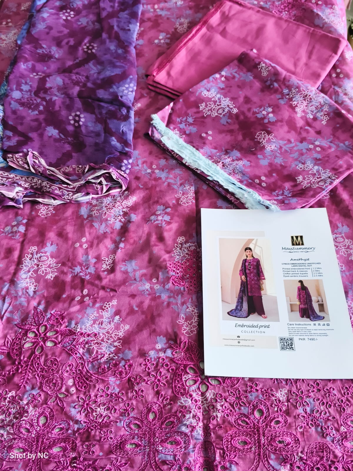 ME01 Lawn Suit | Digital Printed Lawn Shirt with Chiffon Dupatta & Cambric Trouser