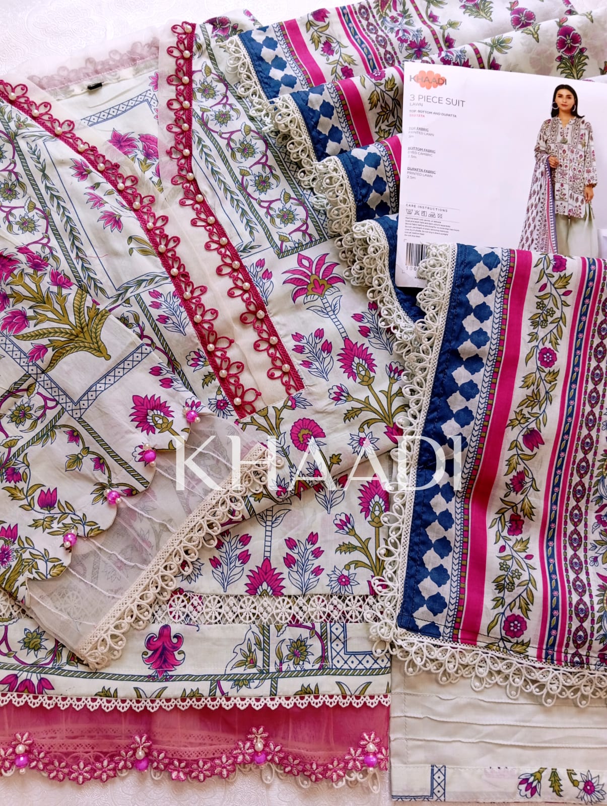 K08 Khaadi Premium Lawn Stitched Suit with Dupatta – Elegant Summer Collection