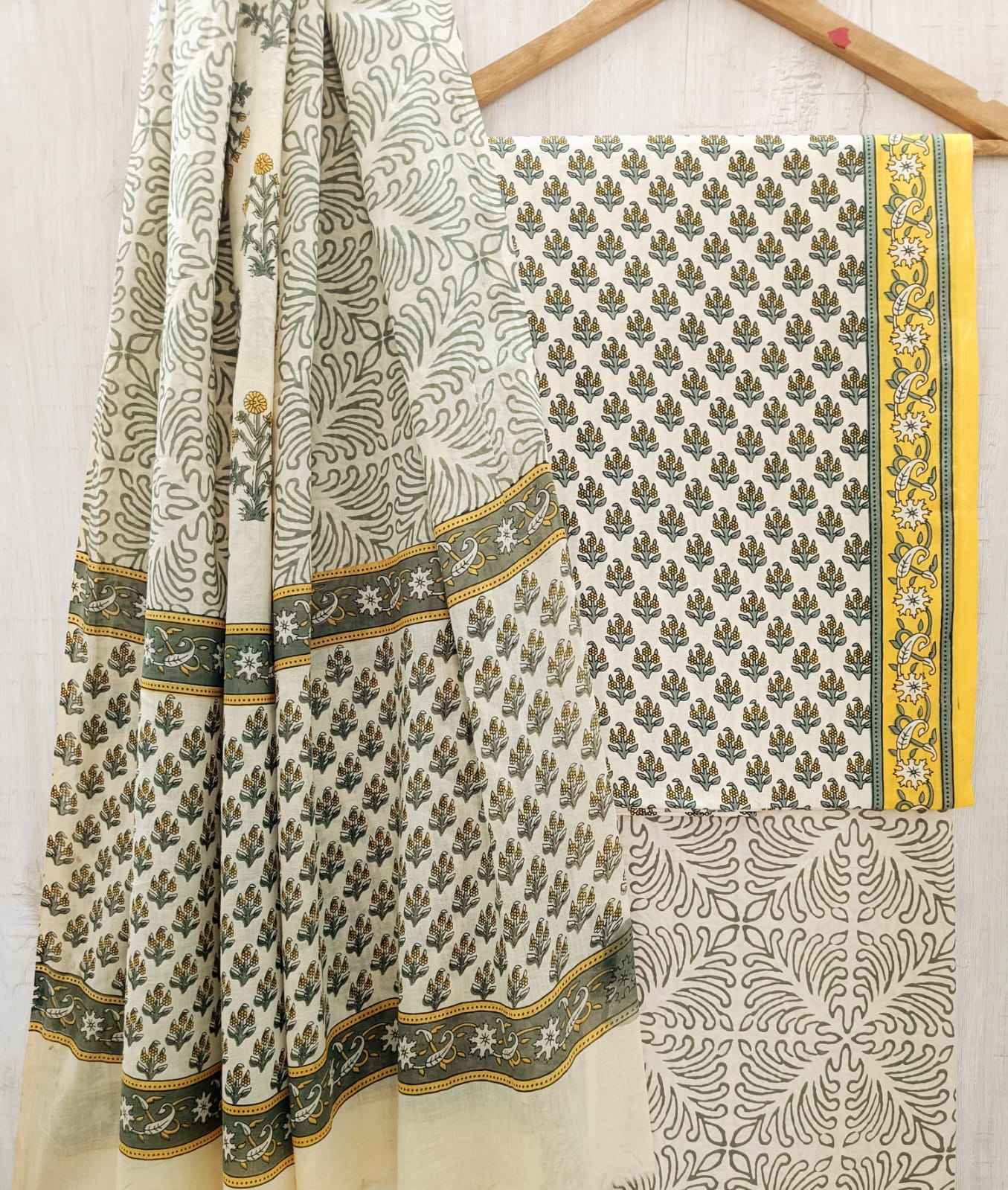 J16 Premium Jaipuri Cotton Unstitched Suit Set with Mulmul Dupatta