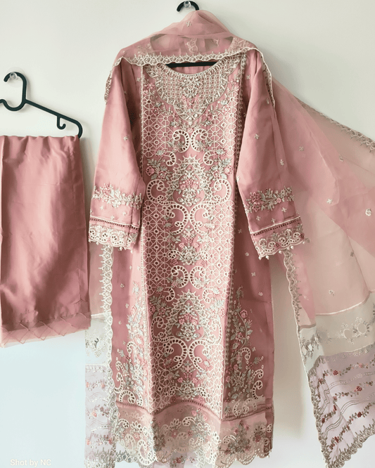 Sadabahar Organza Suit Set – Embroidered Wedding Wear (Small Size)