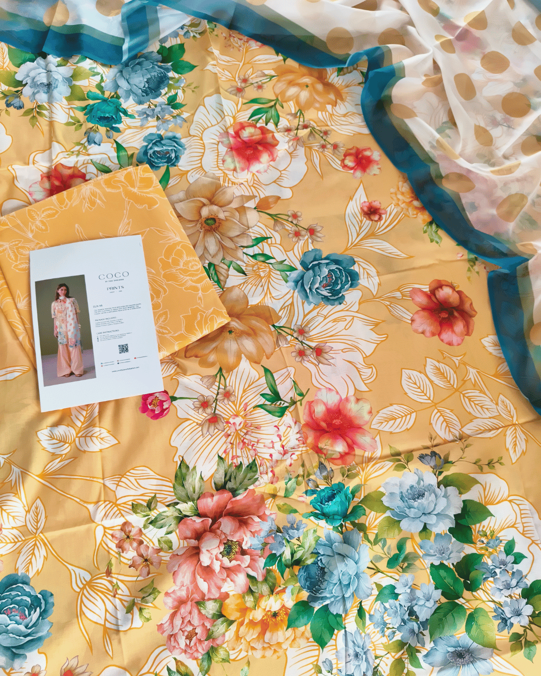 CC Prints Vol 1 2026 – Mustard Bloom Floral 3 Piece Lawn Suit