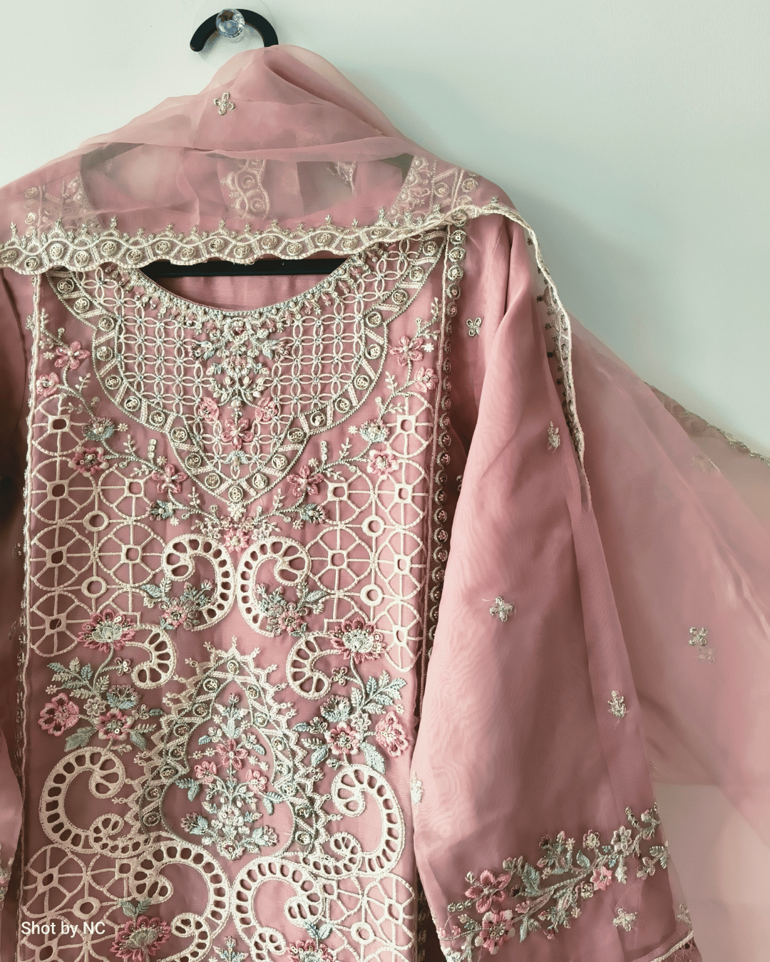 Sadabahar Organza Suit Set – Embroidered Wedding Wear (Small Size)