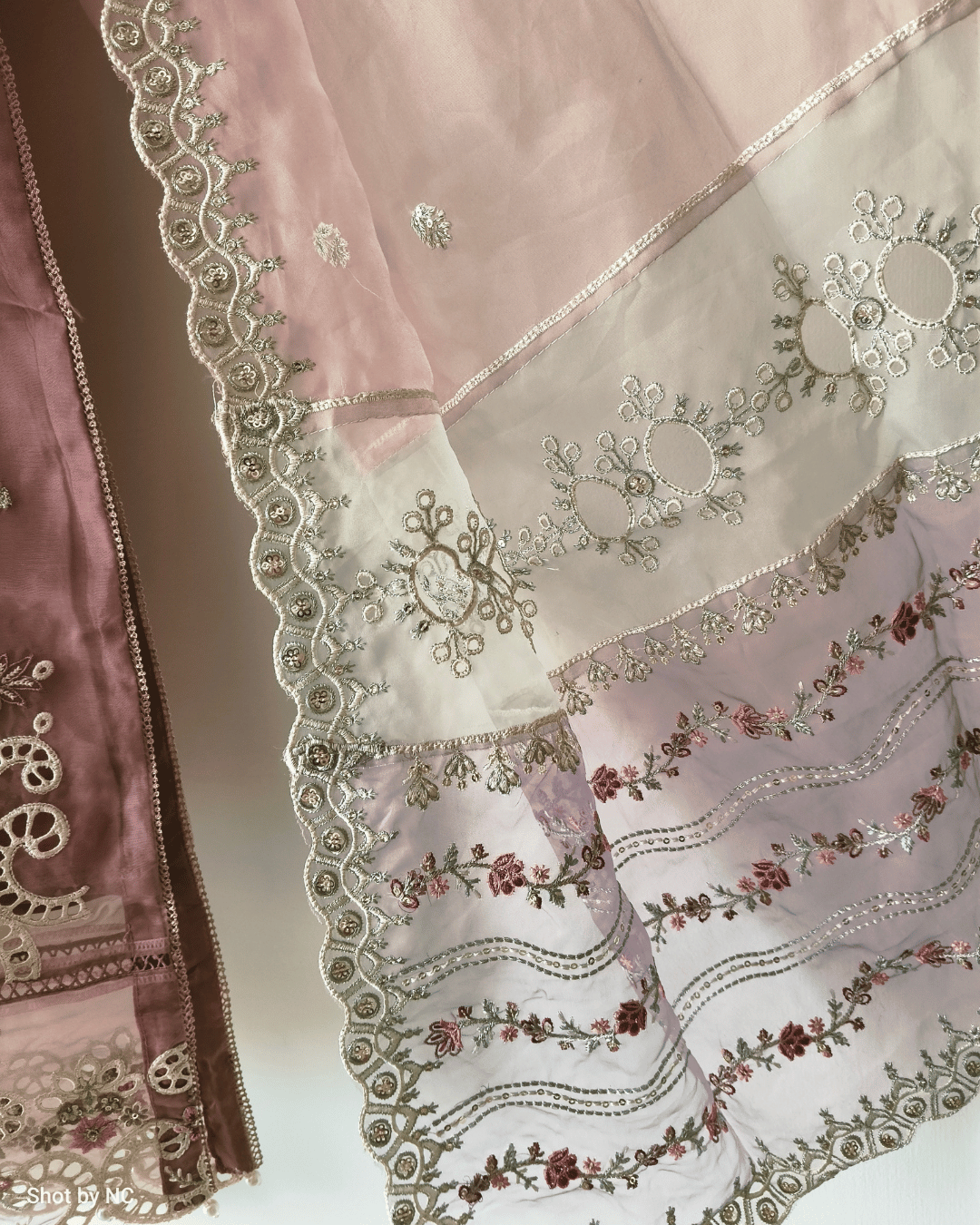 Sadabahar Organza Suit Set – Embroidered Wedding Wear (Small Size)