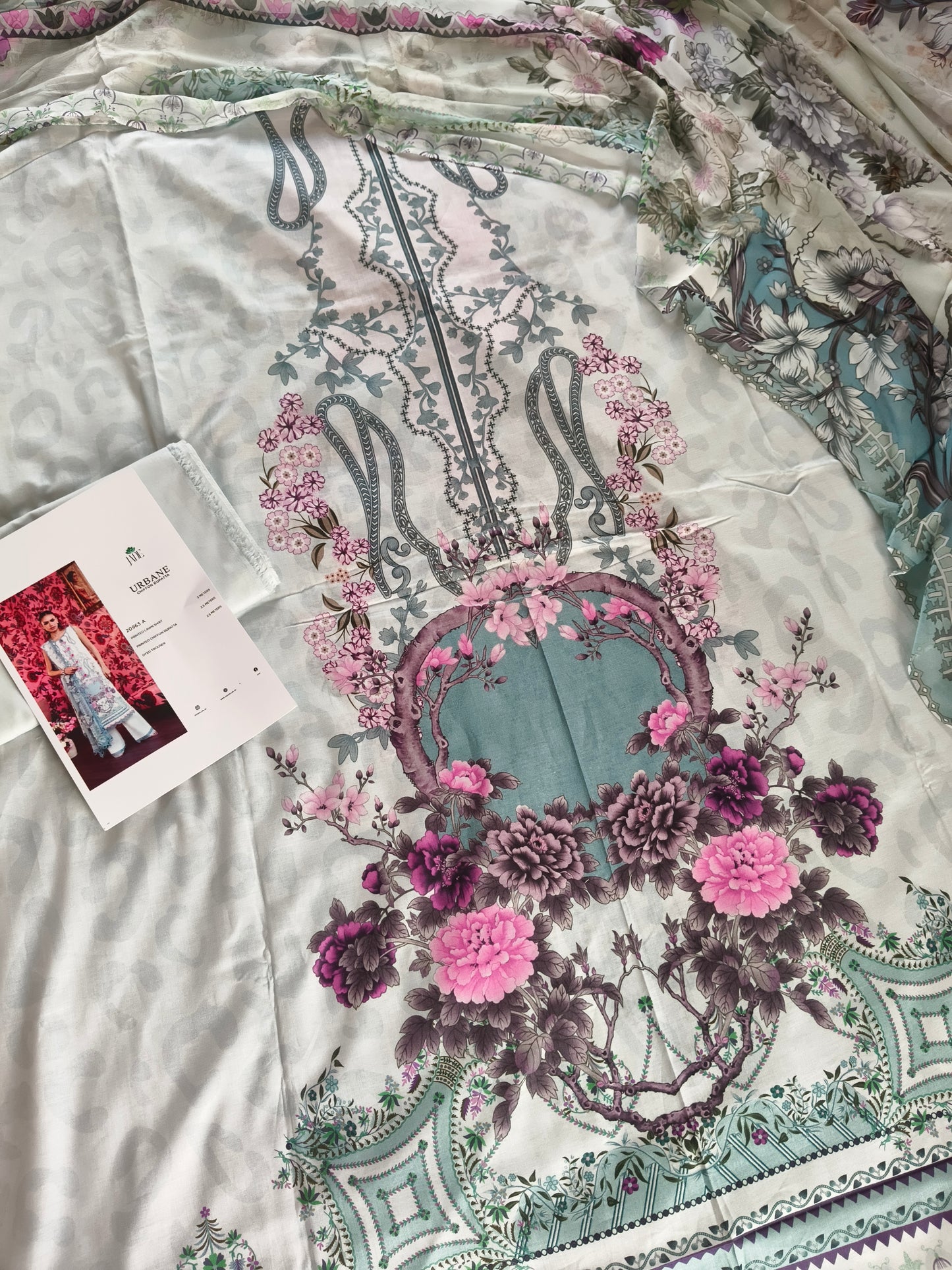 JU Chiffon 3 Piece Suit – Digital Printed Lawn Shirt with Pure Chiffon Dupatta GPE-01