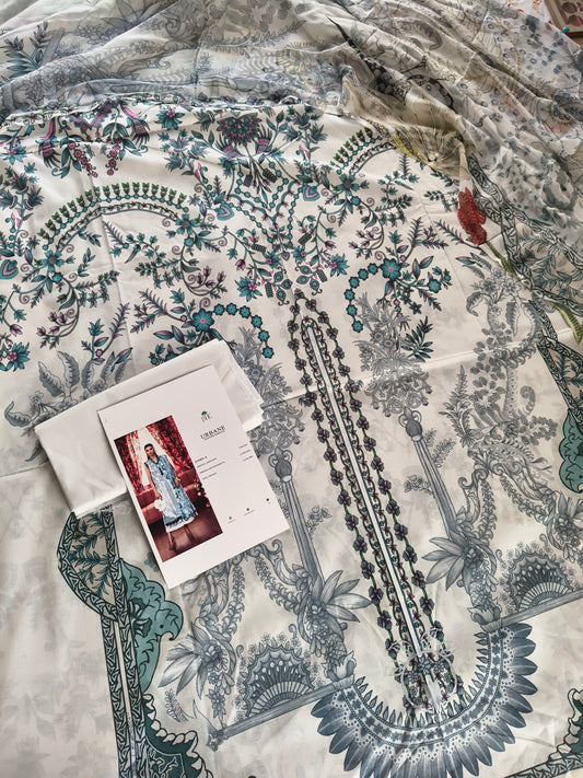 JU Chiffon 3 Piece Suit – Digital Printed Lawn Shirt with Pure Chiffon Dupatta DG-05