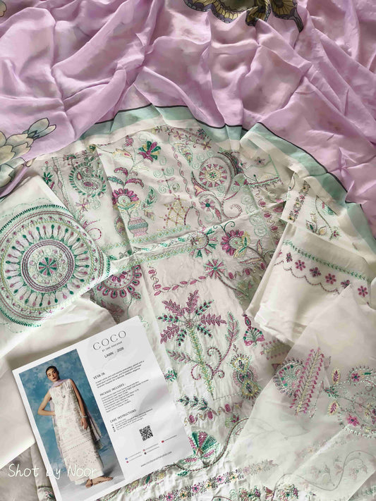 CC Lawn 2026 by Z.S – VEYA-7A Embroidered 3 Piece Suit with Silk Dupatta
