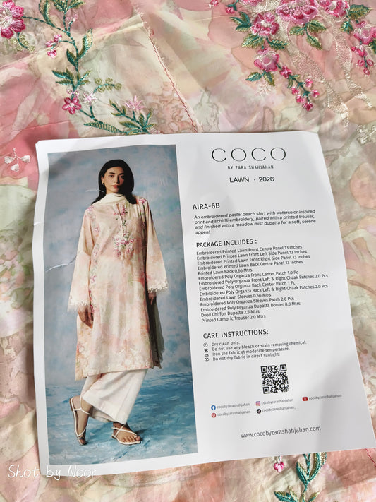 CC Lawn 2026 by Z.S – AIRA-6B Embroidered 3 Piece Suit with Chiffon Dupatta
