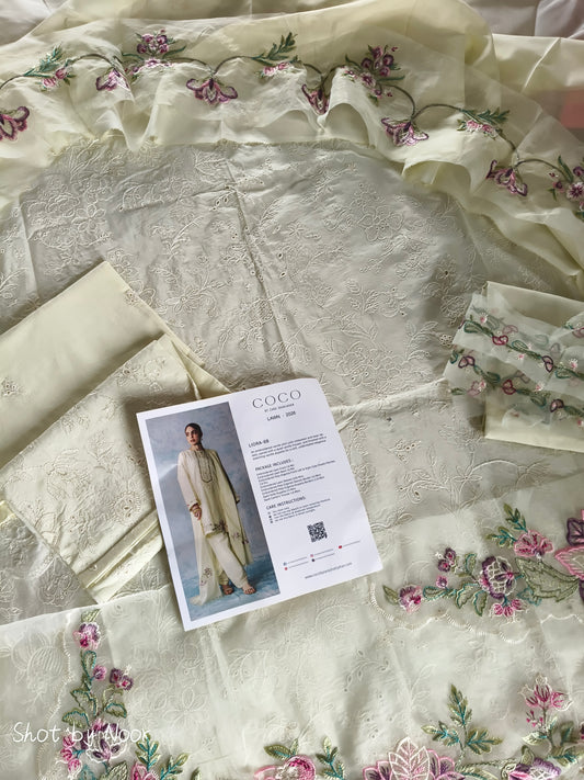 CC Lawn 2026 by Z.S – LIORA-8B Embroidered 3 Piece Suit with Organza Dupatta