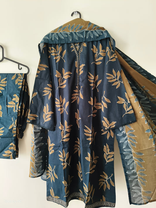 BIN SAEED Casual Printed Lawn 3 Piece Suit Beautiful Black