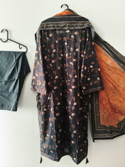 BIN SAEED Casual Printed Lawn 3 Piece Suit - Black