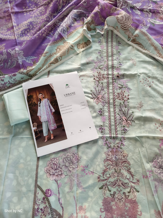 JU Embroidered Lawn 3 Piece Suit with Printed Dupatta & Cotton Trouser