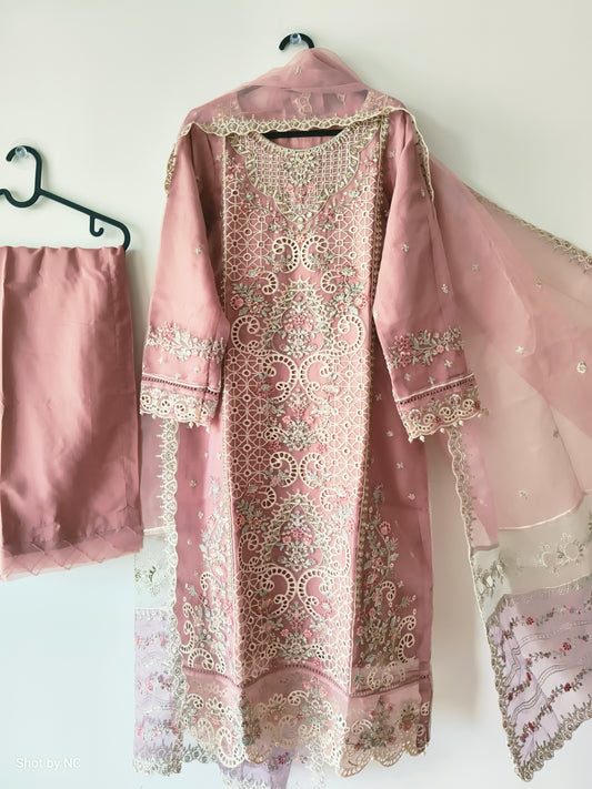 Sadabahar Organza Suit Set – Embroidered Wedding Wear (Small Size)