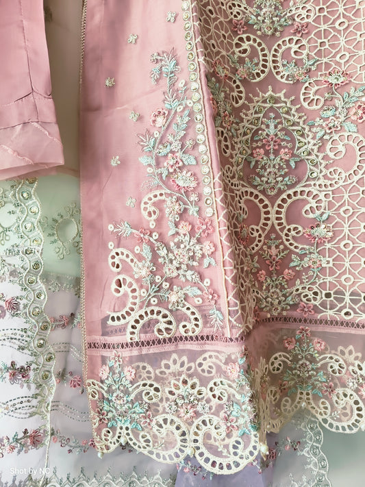 Sadabahar Organza Suit Set – Embroidered Wedding Wear (Small Size)