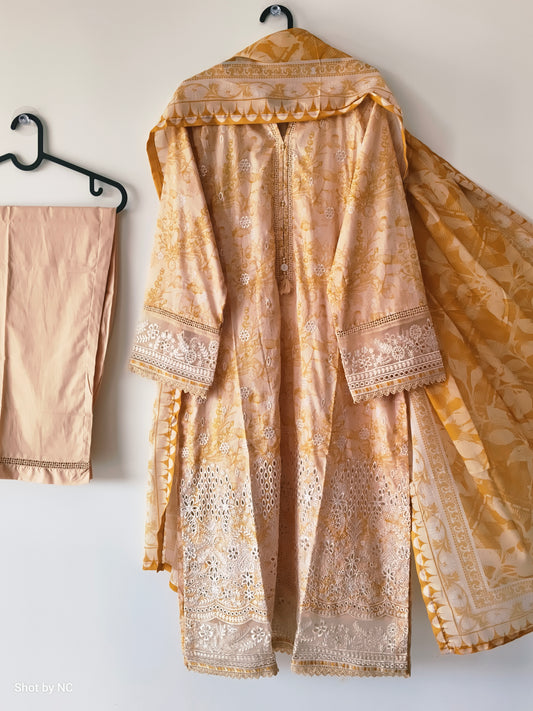 SBA03 Festive Eid Collection – Heavy Embroidered Lawn Suit with Printed Dupatta