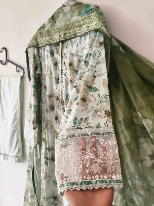 SBA01 Festive Eid Collection – Heavy Embroidered Lawn Suit with Printed Dupatta