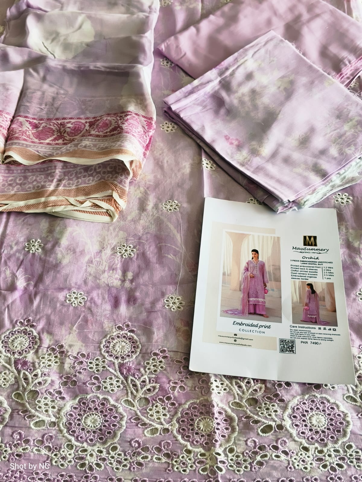 ME02 Lawn Suit | Digital Printed Lawn Shirt with Chiffon Dupatta & Cambric Trouser
