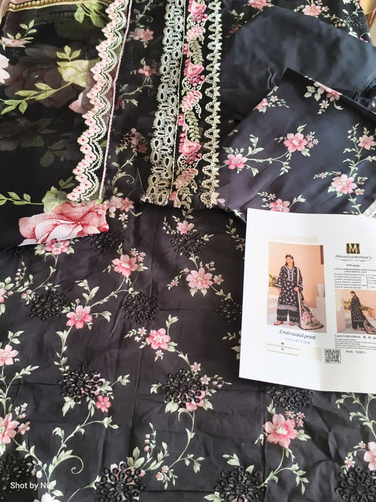 ME09 Lawn Suit | Embroidered Lawn Shirt with Chiffon Dupatta & Cambric Trouser