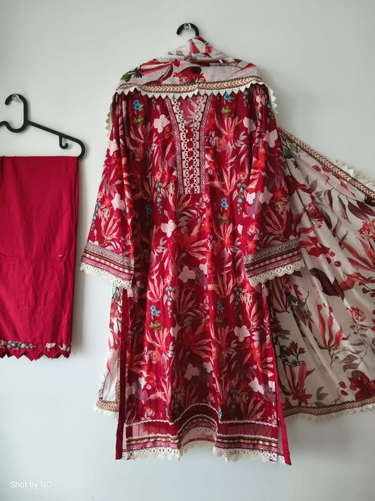 ML02 Stitched Suit for Women | Fancy Neck Design with Dupatta | Summer Collection