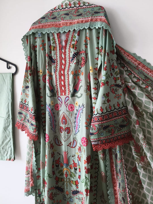 ML10 Stitched Suit for Women | Fancy Neck Design with Dupatta | Summer Collection