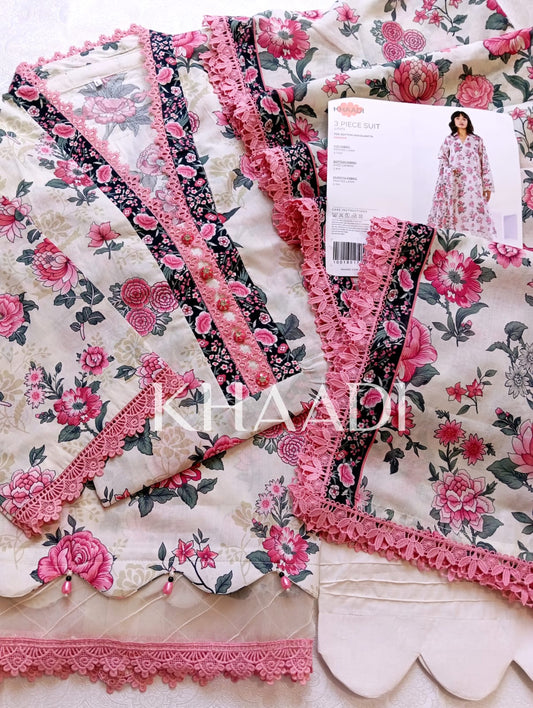 K09 Khaadi Premium Lawn Stitched Suit with Dupatta – Elegant Summer Collection