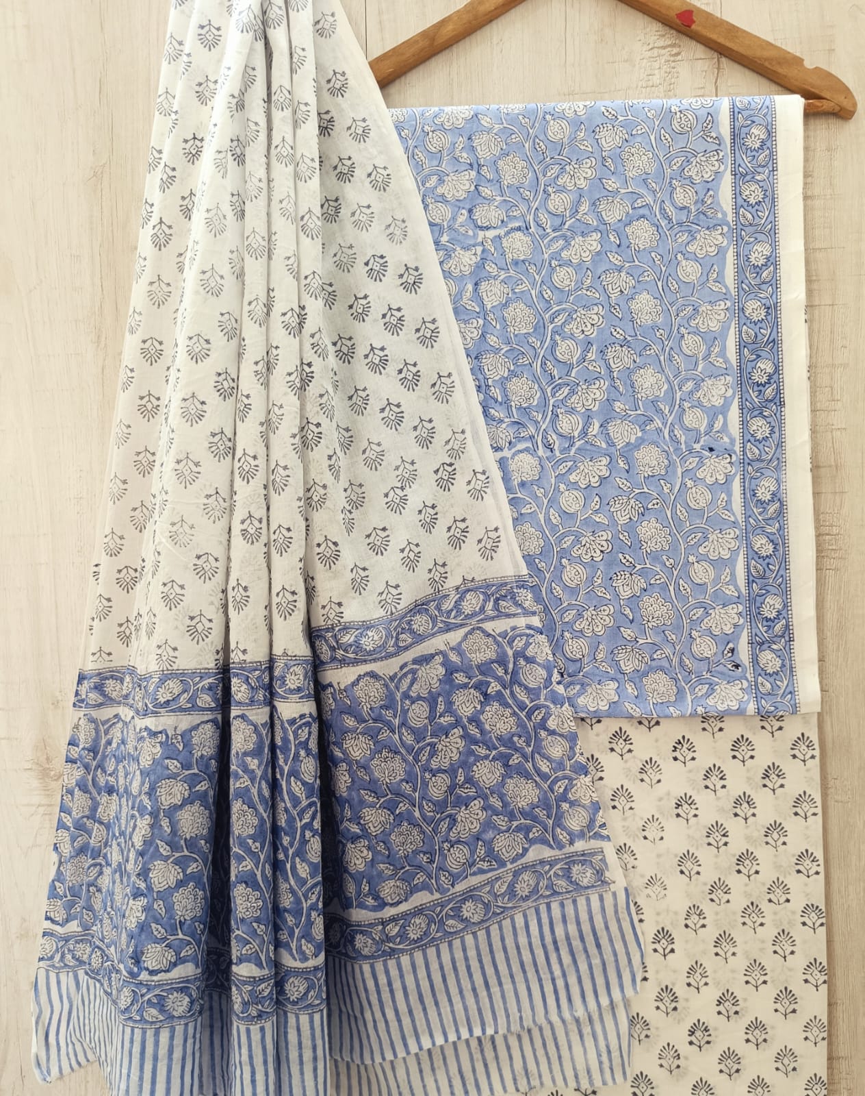 J24 Premium Jaipuri Cotton Unstitched Suit Set with Mulmul Dupatta