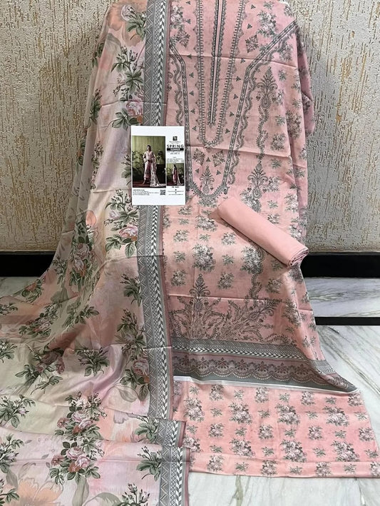 MD08 Printed Lawn Suit | 3 Piece Unstitched Pakistani Lawn Dress with Printed Dupatta